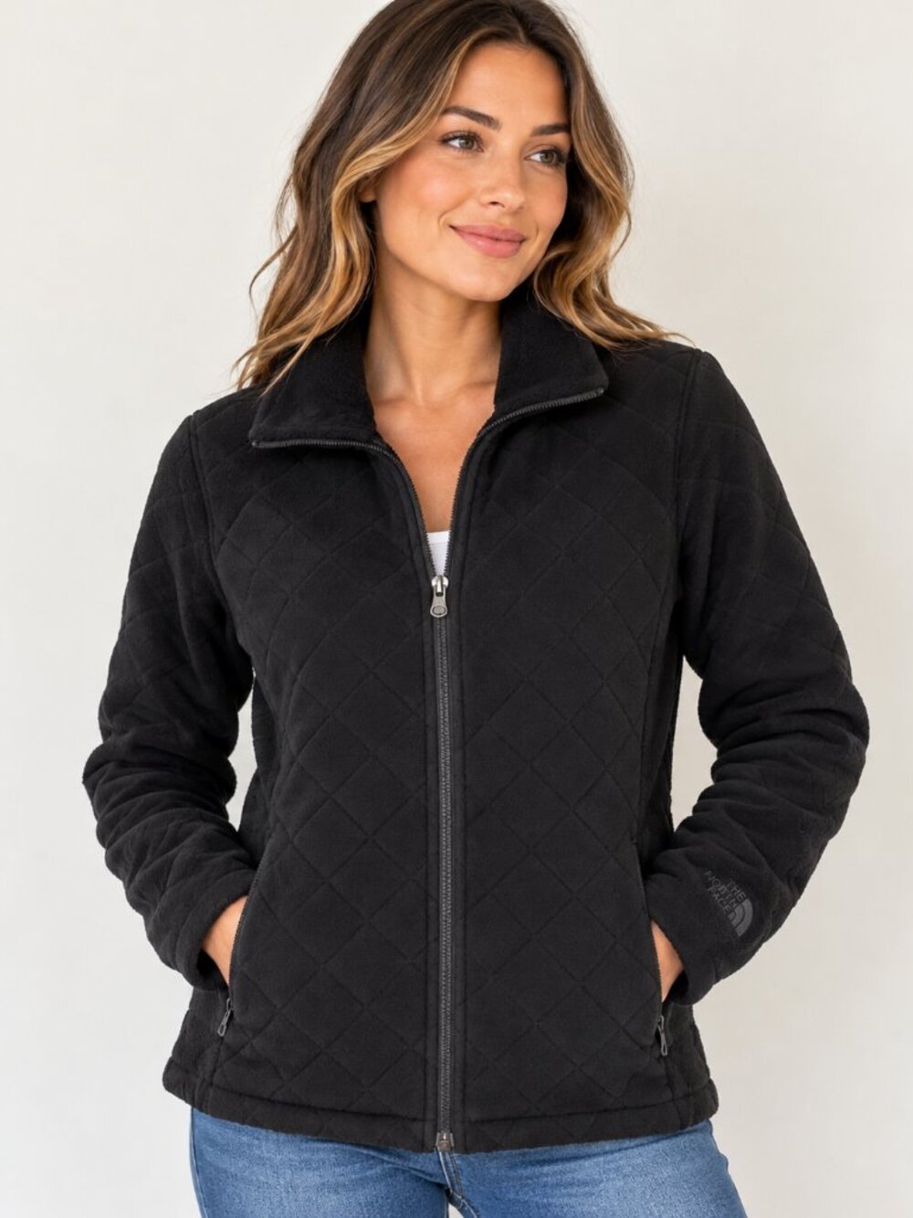 The North Face Women's Black Quilted Fleece Lined Jacket Large